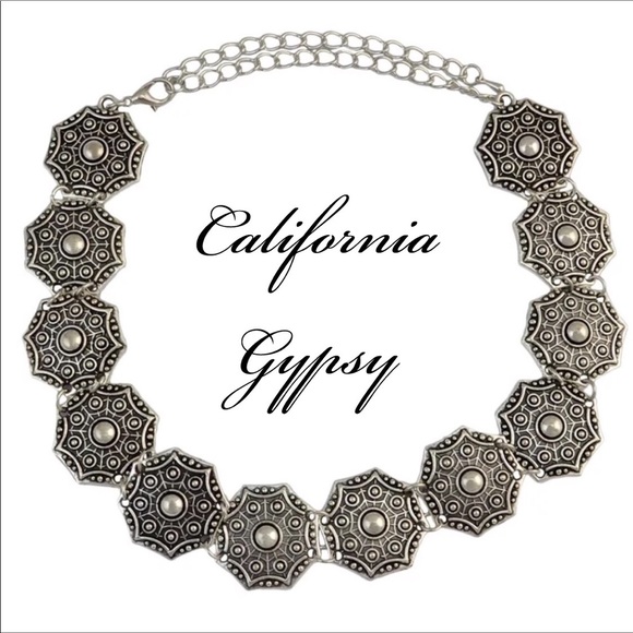 Tibetan gypsy festival silver medallion choker🌈 - Picture 3 of 4